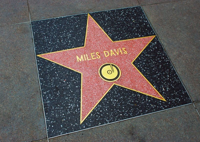 Hollywood, USA - April 18, 2014: Miles Davis star on Hollywood Walk of Fame in Hollywood, California. This star is located on Hollywood Blvd. and is one of over 2000 celebrity stars embedded in the sidewalk.