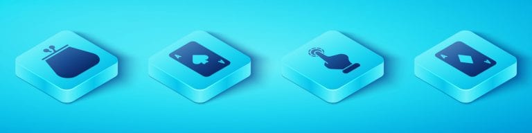 Set Isometric Wallet, Playing card with spades, Playing card with diamonds and Hand holding casino chips icon. Vector Set Isometric Wallet, Playing card with spades, Playing card with diamonds and Hand holding casino chips icon. Vector