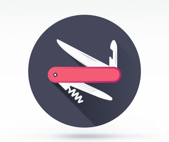 Flat style with long shadows, army knife vector icon