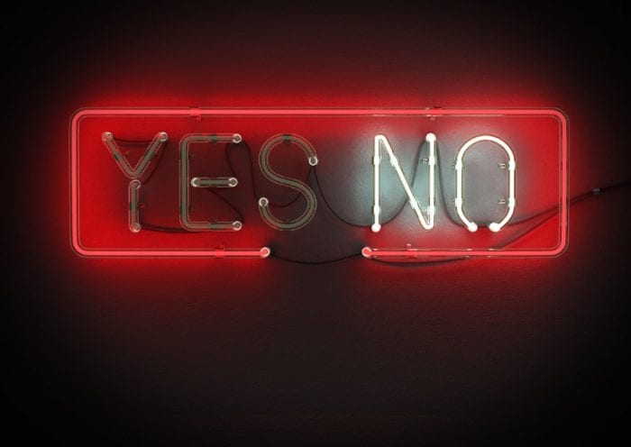 yes-or-no-sign-made-from-neon-alphabet-picture-id867236268