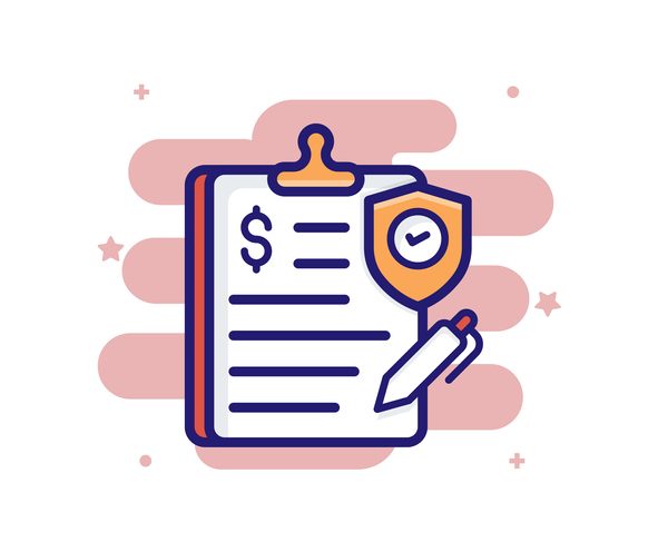 Insurance Policy icon Outline Filled With Color Background and Investment icon