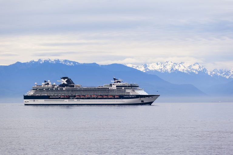 Sailing with Cruise Liner - Victoria. Victoria BC Canada - AUG 17 2016. Cruise ship in Victoria harbor. Each year hundreds of cruise ships docks in for a day or two. Victorias charm and beauty has a lot to offer for any world traveler.