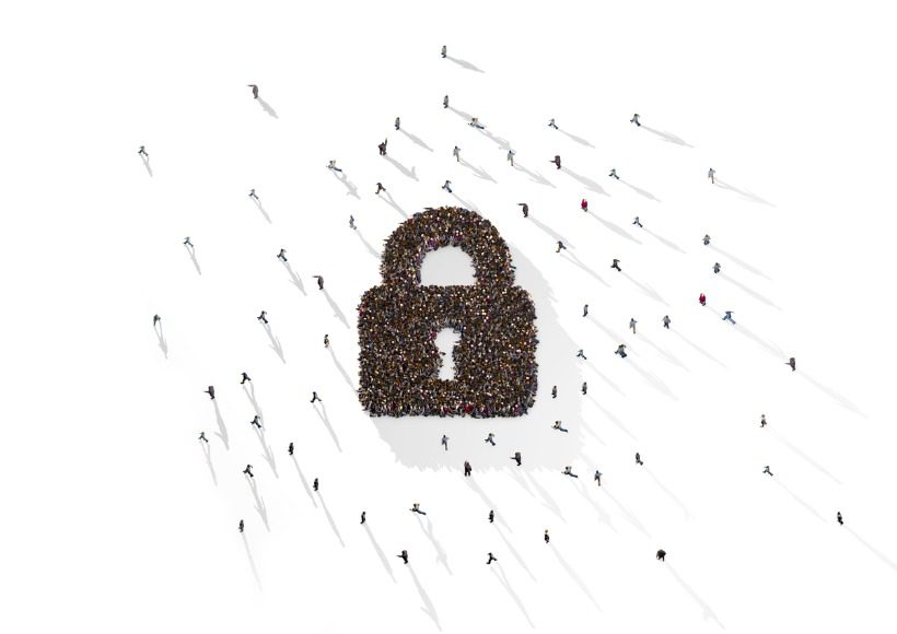 large-crowd-of-people-forming-padlock-symbol-on-white-background-picture-id1301578161
