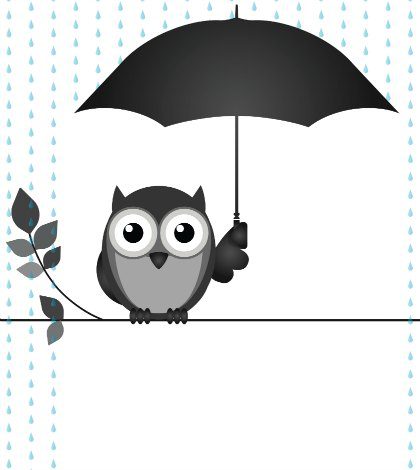 OWL WITH UMBRELLA 34649542 420 Cartoon own on a limb, hold an umbrella over is head.
