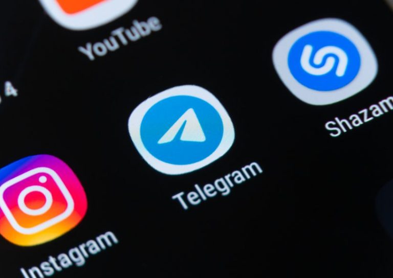 Smartphone screen with icons of the social network Instagram, Skype, Telegram MOGILEV, BELARUS-SEPTEMBER 18, 2019: Smartphone screen with icons of the social network Instagram, Skype, Telegram