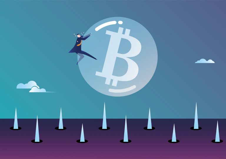 business-man-holding-a-bitcoin-bubble-is-about-to-fall-on-the-ground-vector-id1304053695 business man holding a bitcoin bubble is about to fall on the ground