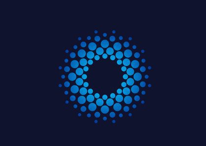 Vector design template. Circle abstract icon. A stylized illustration of a blue eye aainst a black background