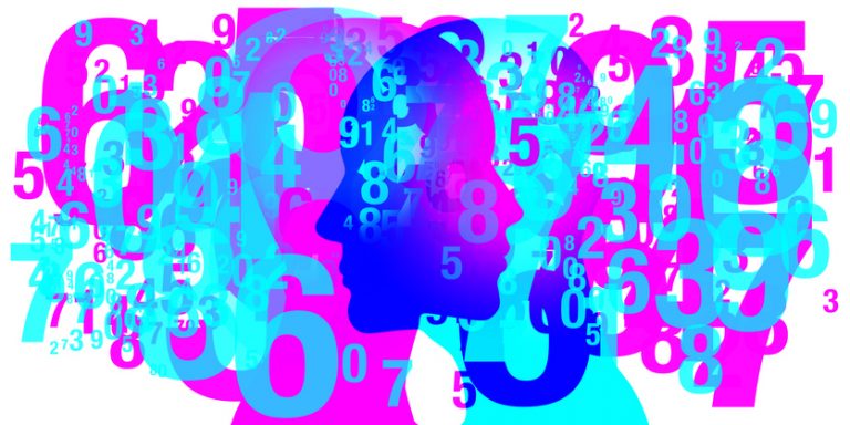 Complete Numeral Thinking - Female and Male Collage suggesting facial recognition data.