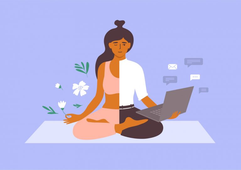vector-illustration-of-work-life-balance-concept-with-business-woman-vector-id1365669010 vector-illustration-of-work-life-balance-concept-with-business-woman-vector-id1365669010