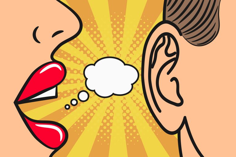 Woman lips whispering in man's ear Woman lips whispering in man's ear
