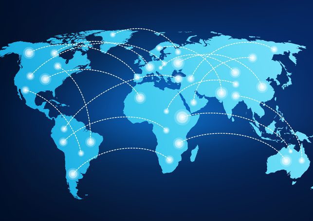 World map with global connections World map with connection lines.