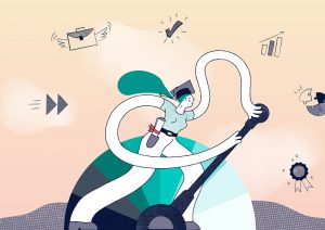 person leveling up and graduation with Connected Legal Certification by LawVu