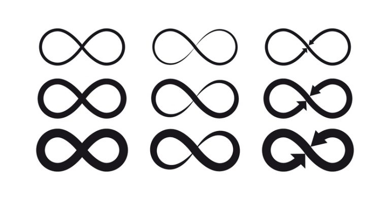 A succession of infinity symbols, each one slightly different.