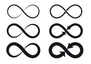 A succession of infinity symbols, each one slightly different.