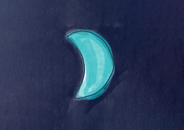 Hand drawn happy blue moon once in a blue moon