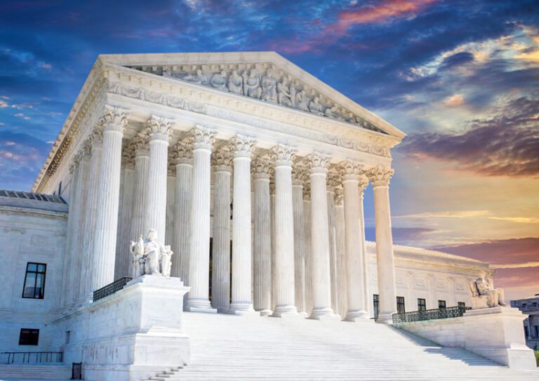 Supreme Court in Washington DC at Sunset