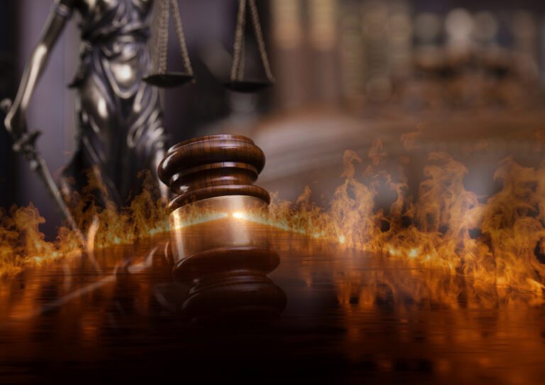 Law theme. Judge chamber. Cliffhanger For the Commercial Lending Market