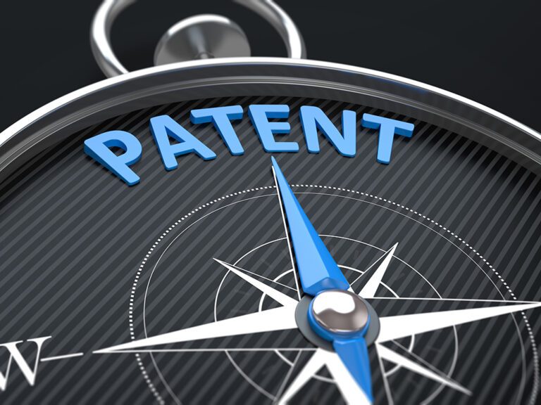 compass pointing to patent, patent efficiency concept